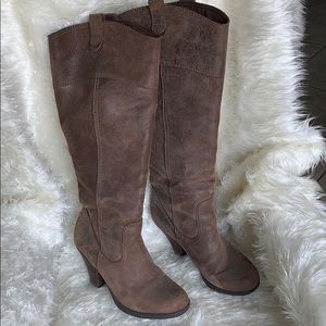 Taupe brown knee high boots